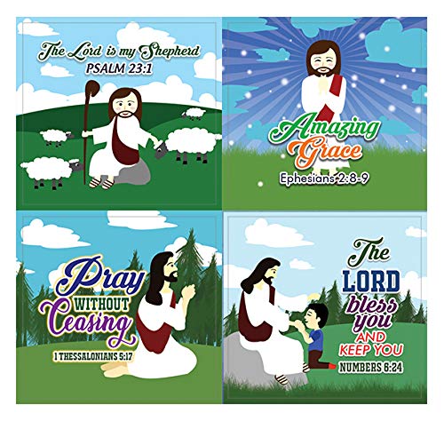 God is Good All The Time Jesus Bible Stickers (20-Sheet) - Church Memory Verse Sunday School Rewards - Christian Stocking Stuffers Birthday Party Favors Assorted Bulk Pack