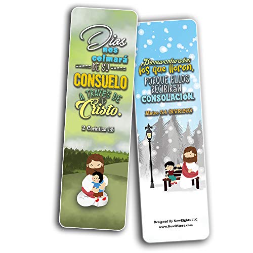 Spanish God's Comfort Christian Living Bookmarks (60-Pack) - Church Memory Verse Sunday School Rewards - Christian Stocking Stuffers Birthday Party Favors Assorted Bulk Pack