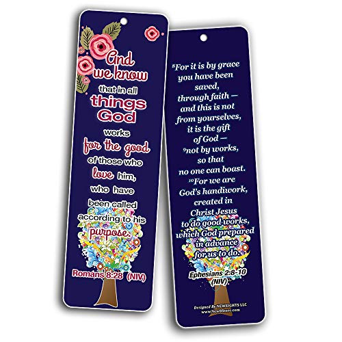 Floral Theme Memory Bible Verses Bookmarks (30-Pack)