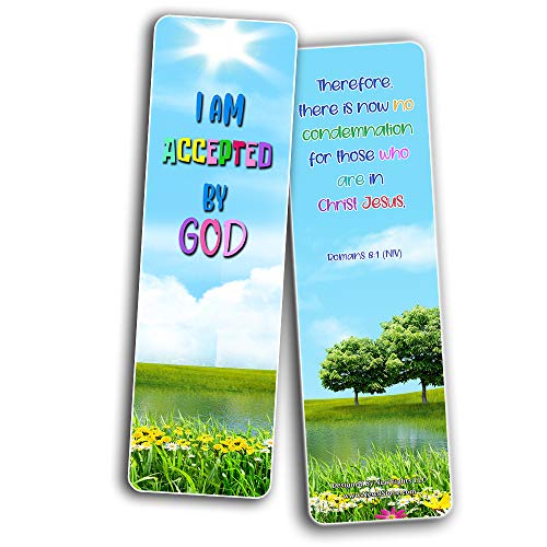 Christian Bookmarks for Kids - Identity in Christ (60 Pack) - Perfect Gift away for Sunday School and Ministries - VBS Sunday School Easter Baptism Thanksgiving Christmas Rewards Encouragement