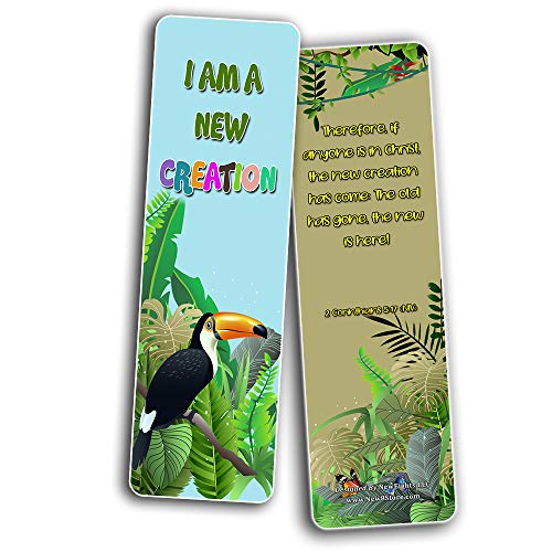 Christian Bookmarks for Kids - Identity in Christ (60 Pack) - Perfect Gift away for Sunday School and Ministries - VBS Sunday School Easter Baptism Thanksgiving Christmas Rewards Encouragement