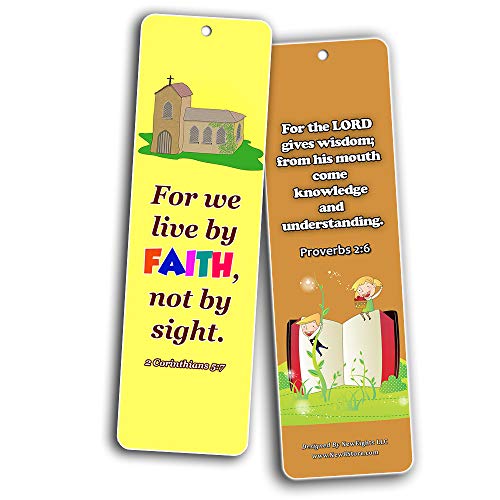 Kids Memory Verse Bookmarks About Faith Wisdom Courage (30-Pack) - Handy Memory Verses for Kids Perfect for Children?s Ministries and Sunday Schools