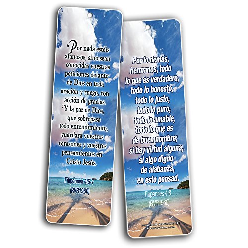 Spanish Christian Bookmarks Cards (12-Pack) - Most Highlighted Bible Scriptures RVR1960 - Stocking Stuffers for Adults Teens Kids Men Women Boys Girls - Baptism Mission Evangelism Bible Study Church