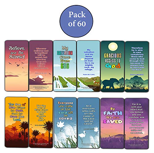 Salvation Scriptures Cards Bookmarks for Kids (60 Pack) - Perfect Gift away for Sunday School and Ministries