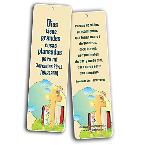 Spanish Christian Scriptures Bookmarks Cards (30-Pack)- Salmos 23 Juan 3:16 Filipenses 4:13 Jeremias 29:11 Padre Nuestro Jes£s Me Ama Soy un Hijo de Dios Party Favors Reading Rewards Incentives