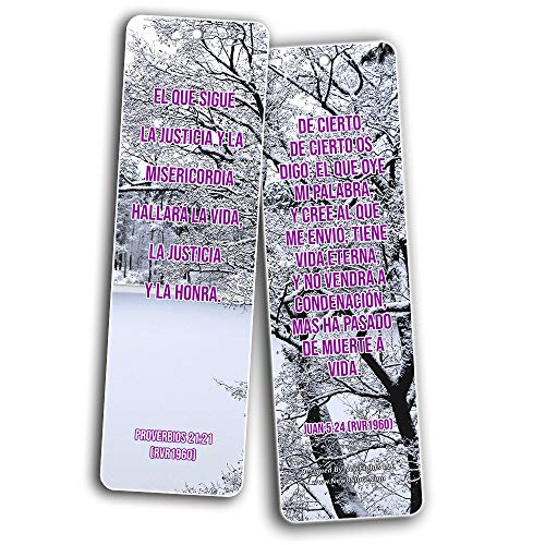 Spanish Life Bible Verses Bookmarks (60 Pack) - Perfect Giftaway for Sunday School and Learn the Spanish Language
