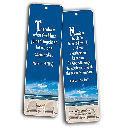 Bible Verses About Marriage Bookmarks Cards (30-Pack)- Religious Scriptures for Successful Marriage Relationship - Wedding Anniversary Husband and Wife Gifts