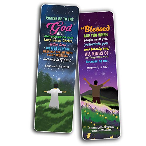 Top Bible Verses about God's Blessings NIV Bookmarks for Men (30-Pack) - Stocking Stuffers for Boys - Children Ministry Bible Study Church Supplies Teacher Classroom Incentives Gift