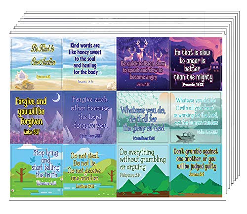 Christian Character Building Stickers for Kids Series 1 (5-Sheets) - Great Variety Colorful Stickers