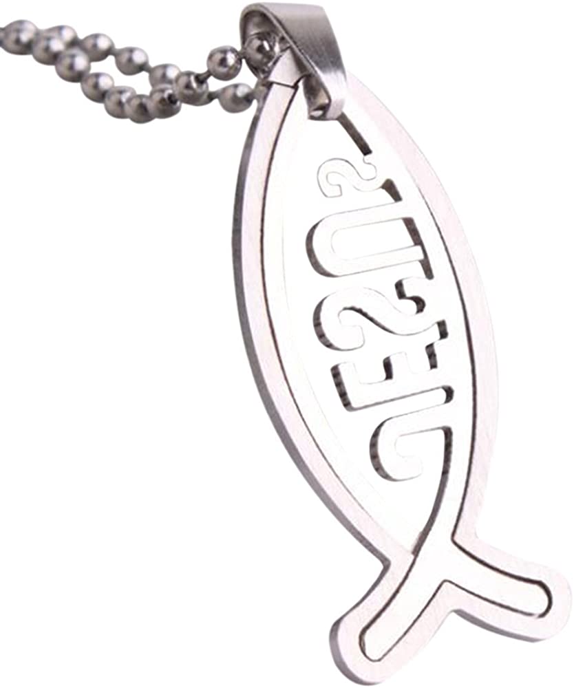 NewEights Jesus Fish Pendant Ball Bead Chain