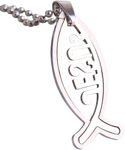 NewEights Jesus Fish Pendant Ball Bead Chain