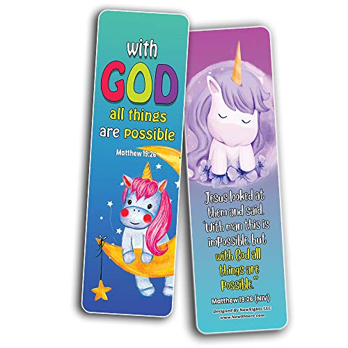 Christian Bookmarks Cards - Unicorn (60-Pack)