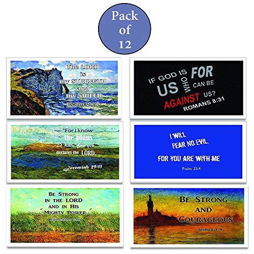 Christian Inspirational Postcards - Be Strong Bible Verse Theme (12-Pack) - Great Variety Postcards with Motivational Scriptures