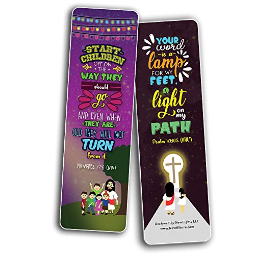 Walk in the Light Bible Verse Bookmarks (60-Pack) - Church Memory Verse Sunday School Rewards - Christian Stocking Stuffers Birthday Party Favors Assorted Bulk Pack
