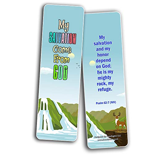 Salvation Scriptures Cards Bookmarks for Kids (30 Pack) - Well Designed and Easy To Memorize Bible Verses For Kids