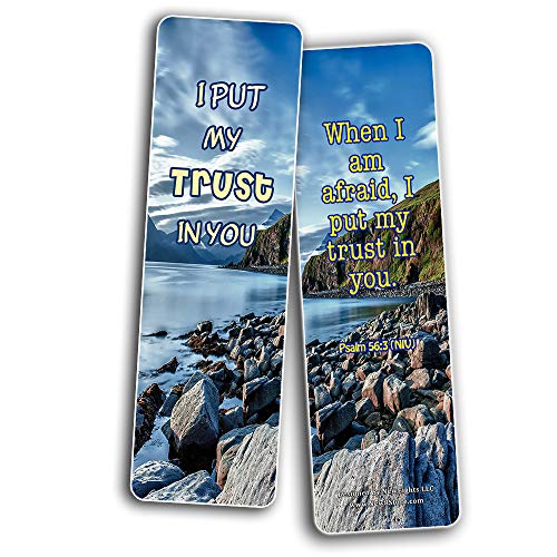 Scriptures Bookmarks - Bible Verses about Trusting God (60 Pack) - Perfect Gift away for Sunday School and Ministries - Stocking Stuffers Adoration Devotional Bible Study - Church Ministry Supplies