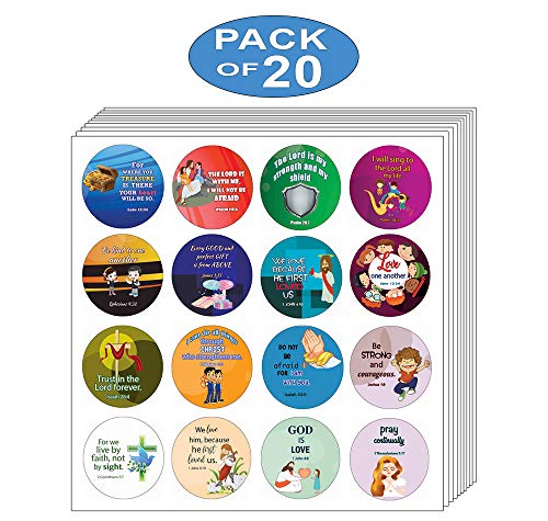 Cute Bible Verses Stickers for Kids  (16 Round Shape)