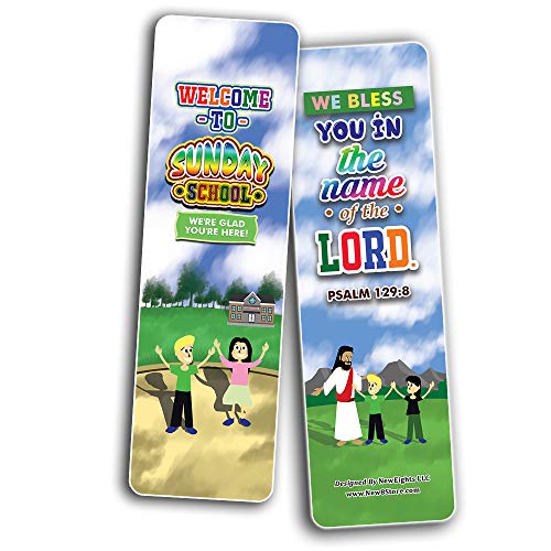 Welcome to Sunday School Bookmarks Cards Series 2 (60-Pack) - Church Memory Verse Rewards - Christian Stocking Stuffers Birthday Party Favors Assorted Bulk Pack
