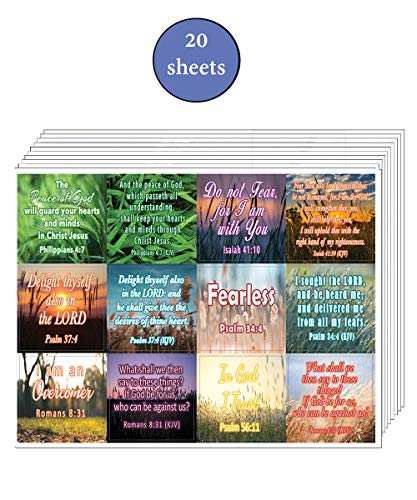 Bible Verses to Soothe Your Soul Stickers (20-Sheet) - Great Giftaway Stickers for Ministries