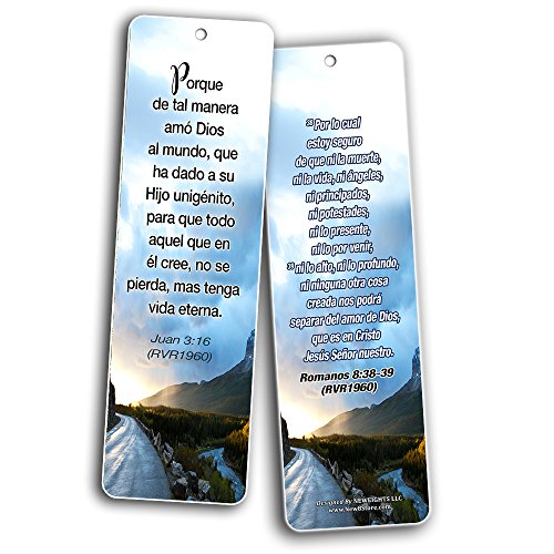 Spanish Christian Bookmarks - Most Highlighted Bible Verses (60 Pack)- Marcadores de Libros Cristianos para hombres para mujeres - Prayer Cards - Religious Christian Gift - Stocking Stuffers