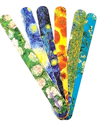 New8Beauty Emery Board Van Gogh Famous Art Starry Night Sunflowers - Stocking Stuffers Gifts for Her Women Mom Girls Teens - Nail Salon Supplies
