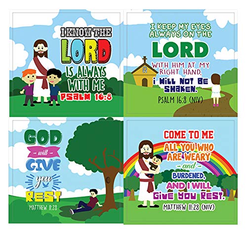 Top Bible Verse for God's Promises Stickers (20-Sheet) - Church Memory Verse Sunday School Rewards - Christian Stocking Stuffers Birthday Party Favors Assorted Bulk Pack