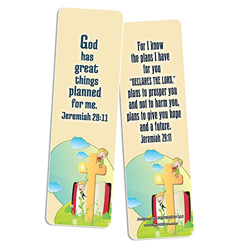 Christian Bookmarks Cards for Kids (60-Pack) - Scripture Bible Verses - Psalm 23 - Great Stocking Stuffers for Easter Baptism Thanksgiving Christmas Sunday School - Prayer Cards - War Room Decor