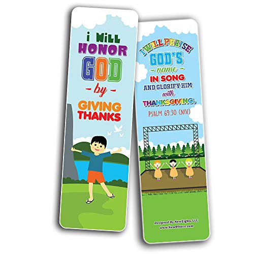 Top Bible Verses for Gratitude Bookmarks for Kids (60-Pack) - Church Memory Verse Sunday School Rewards - Christian Stocking Stuffers Birthday Party Favors Assorted Bulk Pack