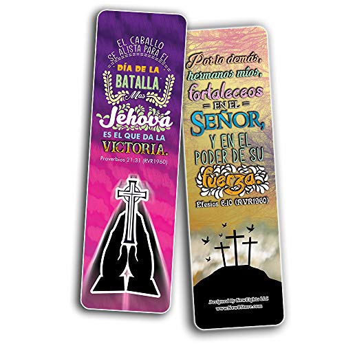 Spanish Victory in Christ Bookmarks (60-Pack) - Church Memory Verse Sunday School Rewards - Christian Stocking Stuffers Birthday Party Favors Assorted Bulk Pack