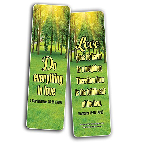 Christian Bookmarks Cards (60-Pack)- Love One Another Bible Verses Quotes - Great Stocking Stuffers Gifts for Men Women - Church Supplies for Ministry Bulletin Cell Group Baptism Evangelism Christmas
