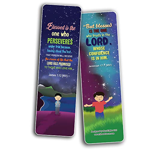 Top Bible Verses about God's Blessings NIV Bookmarks for Men (30-Pack) - Stocking Stuffers for Boys - Children Ministry Bible Study Church Supplies Teacher Classroom Incentives Gift