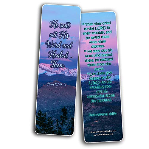 Scriptures Bookmarks - Bible Verses about Healing Scriptures and Comforting Bible Verses for Illness (30 Pack) - Well Designed and Easy To Memorize Bible Verses - Christian Stocking Stuffers Bulk Pack