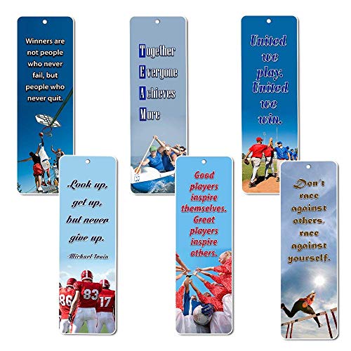 Sports Inspirational Quotes Cards Bookmark Set (60-Pack) - Teamwork Team Building Training Inspirational Quotes - Encouragement Gifts for Men Women Teens Kids Boys Girls Athletes
