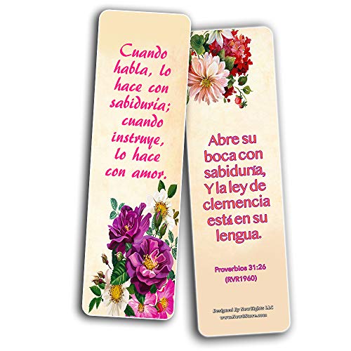 Spanish Bible Verses About Virtuous Woman Bookmarks (30 Pack) - Handy Spanish Bible Texts To Learn What Traits Define And Constitute Virtuous Women from the Many Lessons of the Bible