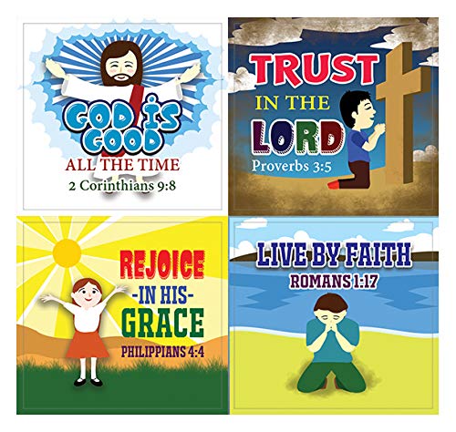 God is Good All The Time Jesus Bible Stickers (20-Sheet) - Church Memory Verse Sunday School Rewards - Christian Stocking Stuffers Birthday Party Favors Assorted Bulk Pack