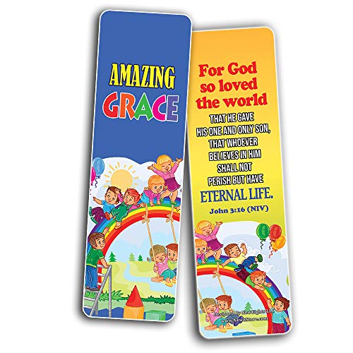 Amazing Grace Bible Bookmarks for Kids Boys Girls (60-Pack) - Easter Basket Stuffers Sunday School Children Ministries VBS Vacation Bible School