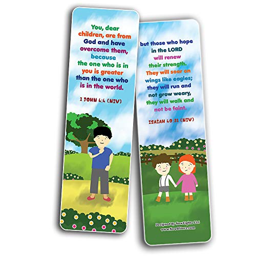 Christian Affirmations Bible Verses for Kids Cards (60-Pack) - Church Memory Verse Sunday School Rewards - Christian Stocking Stuffers Birthday Party Favors Assorted Bulk Pack