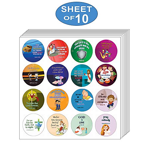 Cute Bible Verses Stickers for Kids  (16 Round Shape)