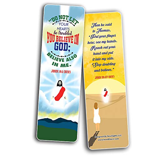 I believe in You Bible Verses Bookmarks Cards (60-Pack) - Church Memory Verse Sunday School Rewards - Christian Stocking Stuffers Birthday Party Favors Assorted Bulk Pack