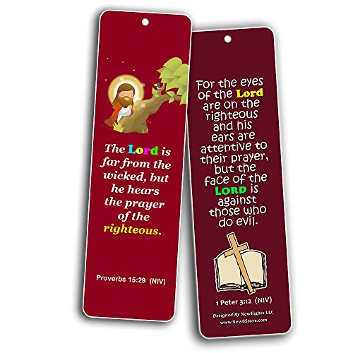 Easy Bible Scriptures Bookmarks for Kids - Prayer (60-Pack) - Perfect Gift Away for Sunday Schools