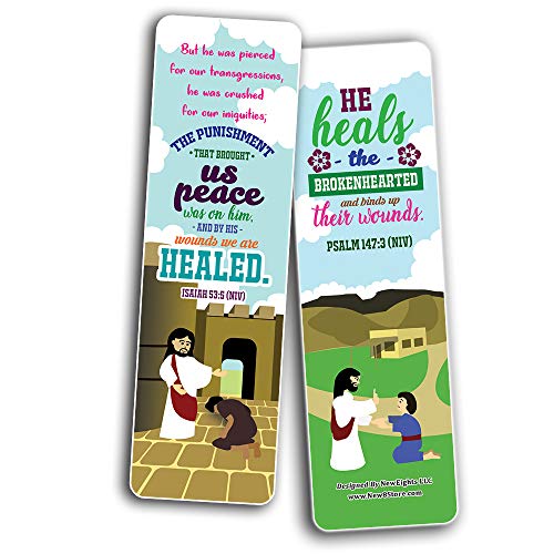 The Healing Prayers Bible Verse Bookmarks (60-Pack) - Church Memory Verse Sunday School Rewards - Christian Stocking Stuffers Birthday Party Favors Assorted Bulk Pack