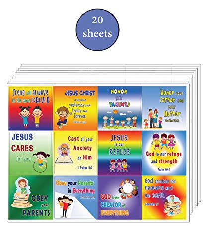 Bible Verses Every Kid Should Know Stickers (20-Sheet) - Great Giftaway Stickers for Ministries