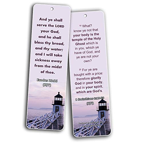 KJV Religious Bookmarks - Bible Verses About Health (12 Pack) - Collection of Bible Verses On How To Achieve Optimum Health