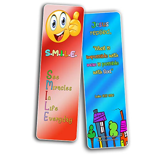 Christian Gospel Bookmarks for Kids (60 Pack) - Perfect Gift away for Sunday School and Ministries - VBS Sunday School Easter Baptism Thanksgiving Christmas Rewards Encouragement Motivational Gift