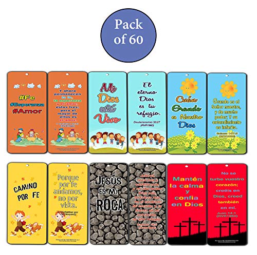 Spanish How Great is Our God Bookmarks for Kids (60-Pack) - #Fe #Esperanza #Amor, Mi Dios esta Vivo, Cuan Grande es Nuestro Dios