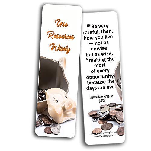 Christian Bible Bookmarks for Biblical Financial Principles Series 2 (60-Pack) - Stocking Stuffers for Men Women Sunday School Church Supplies - Money Management Finances Cards