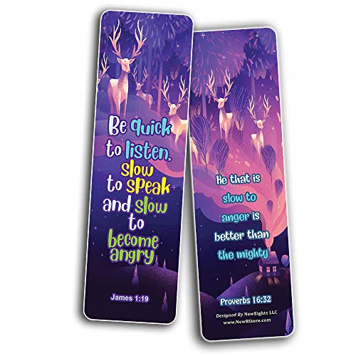 Bible Bookmarks for kids - Character Building Series 1 (60 Pack) - Perfect Gift away for Sunday School and Ministries - Church Memory Verse Sunday School Rewards Bulk Pack