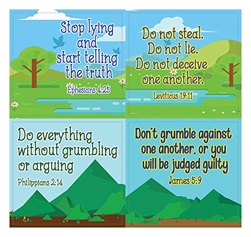 Christian Character Building Stickers for Kids Series 1 (5-Sheets) - Great Variety Colorful Stickers