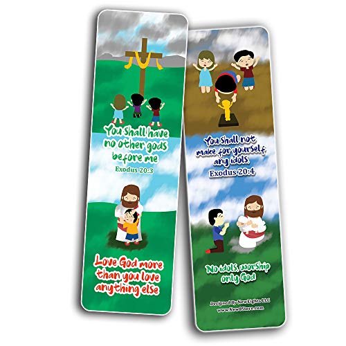 10 Commandments Bookmarks Cards (60-Pack) - Church Memory Verse Sunday School Rewards - Christian Stocking Stuffers Birthday Party Favors Assorted Bulk Pack