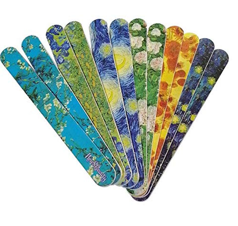 New8Beauty Emery Board Famous Art (24-Pack) - For Manicure Pedicure - Keep Your Fingernails and Toenails in Tip-top Shape